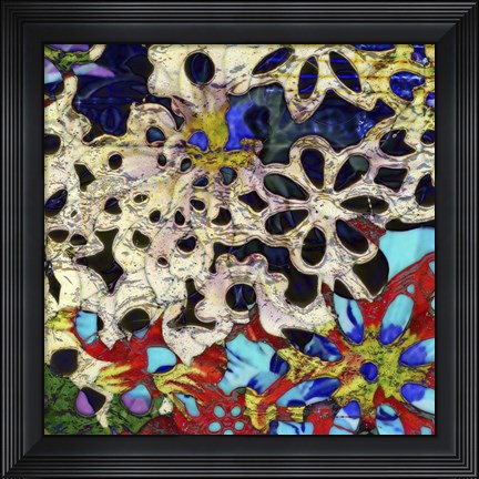 Framed Bejeweled Woodblock I Print