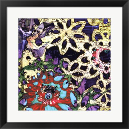 Framed Bejeweled Woodblock IV Print