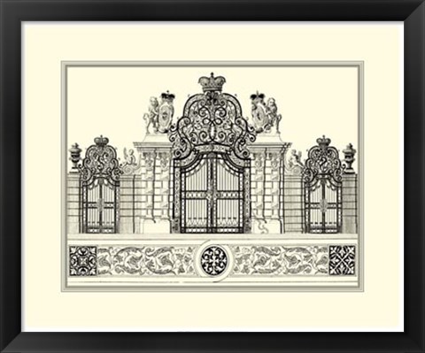 Framed B&amp;W Grand Garden Gate I Print