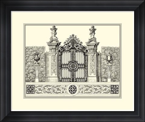 Framed B&amp;W Grand Garden Gate III Print