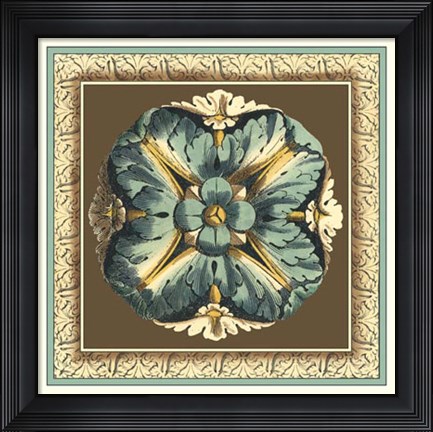 Framed Printed Chocolate &amp; Blue Rosette I Print