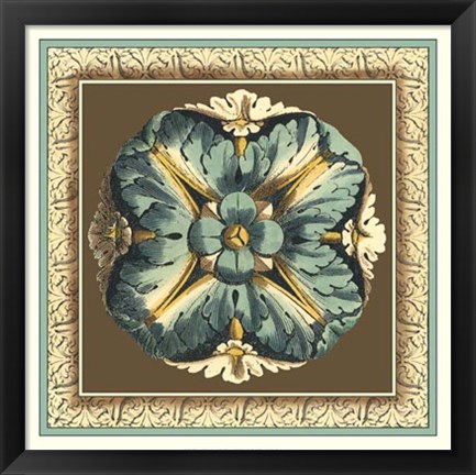 Framed Printed Chocolate &amp; Blue Rosette I Print