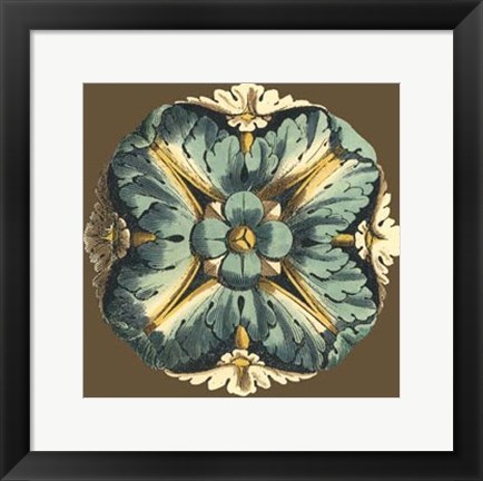 Framed Printed Chocolate &amp; Blue Rosette I Print