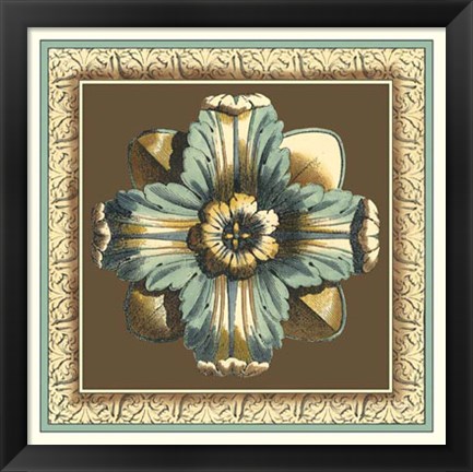 Framed Printed Chocolate &amp; Blue Rosette II Print