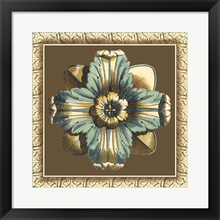 Framed Printed Chocolate &amp; Blue Rosette II Print