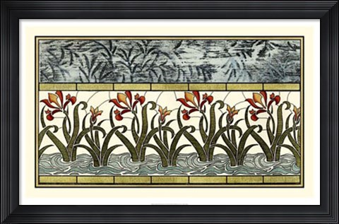 Framed Stained Glass Flowers I Print