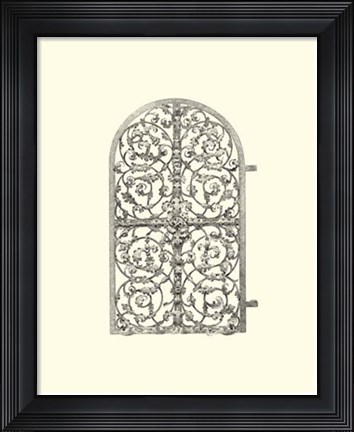 Framed B&amp;W Wrought Iron Gate VII Print
