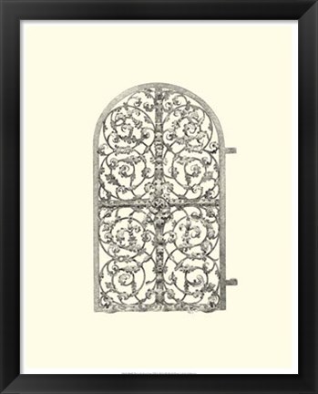 Framed B&amp;W Wrought Iron Gate VII Print
