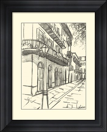 Framed B&amp;W Sketches of Downtown I Print