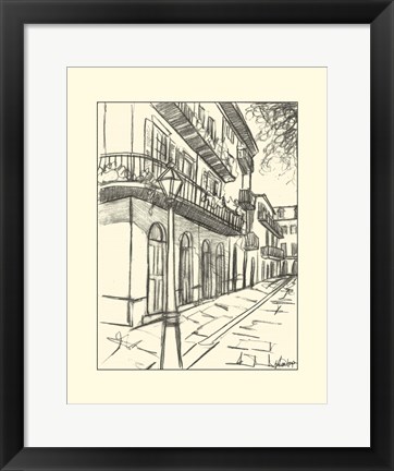 Framed B&amp;W Sketches of Downtown I Print