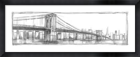 Framed Brooklyn Bridge Sketch Print