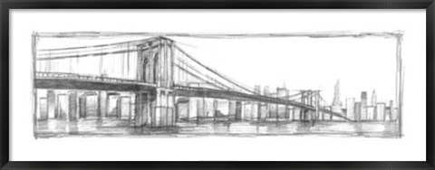 Framed Brooklyn Bridge Sketch Print