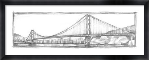 Framed Golden Gate Bridge Sketch Print