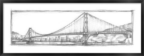 Framed Golden Gate Bridge Sketch Print