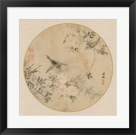 Framed Oriental Bird Silk II Print