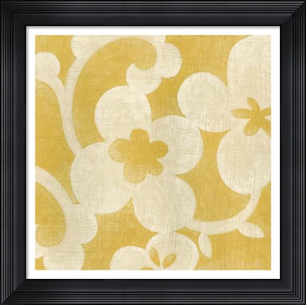 Framed Suzani Silhouette in Yellow I Print