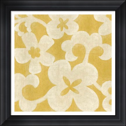 Framed Suzani Silhouette in Yellow II Print
