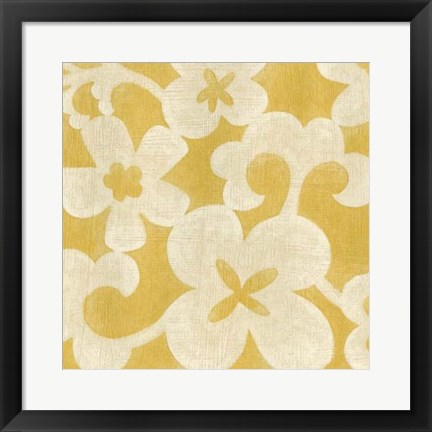 Framed Suzani Silhouette in Yellow II Print