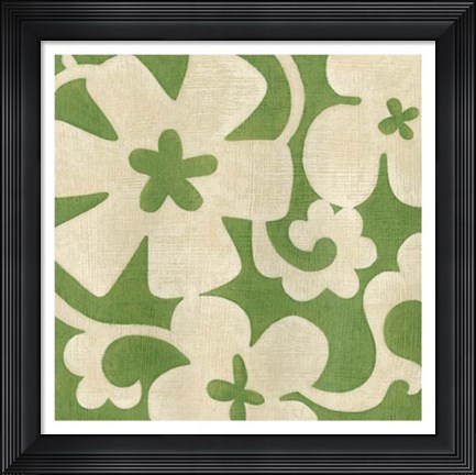 Framed Suzani Silhouette in Green I Print