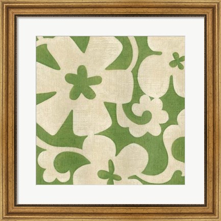 Framed Suzani Silhouette in Green I Print