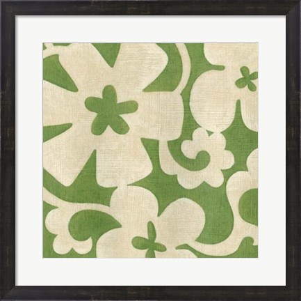 Framed Suzani Silhouette in Green I Print