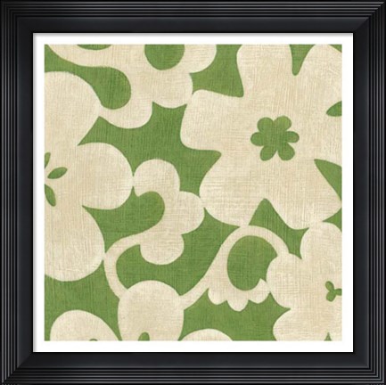 Framed Suzani Silhouette in Green II Print