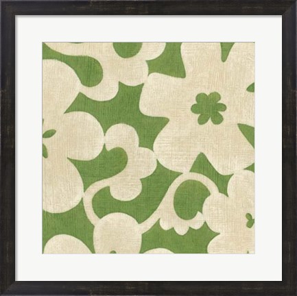 Framed Suzani Silhouette in Green II Print