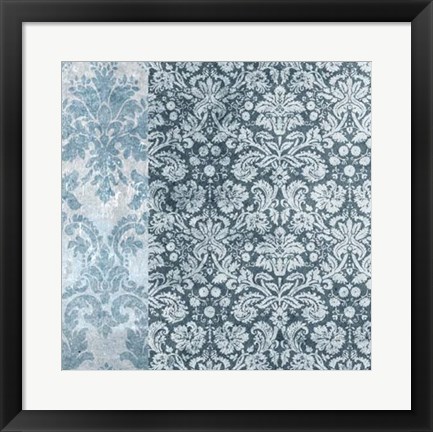 Framed Chambray Damask I Print