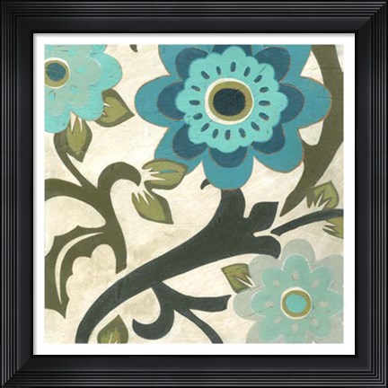 Framed Peacock Blossoms II Print