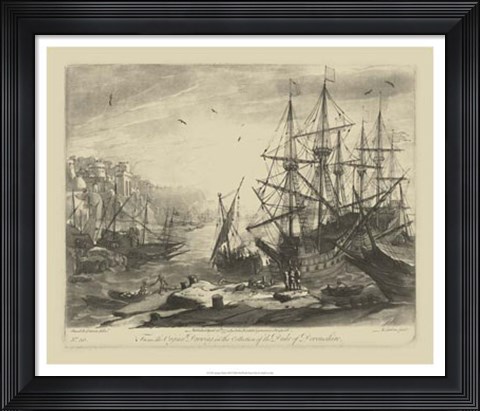 Framed Antique Harbor III Print