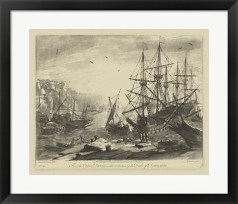 Framed Antique Harbor III Print