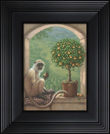 Framed Monkey and Pear Tree Print