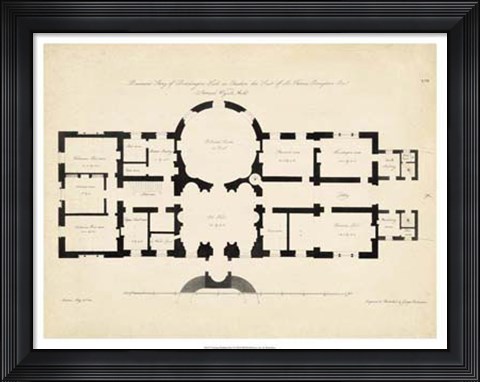 Framed Antique Building Plan I Print