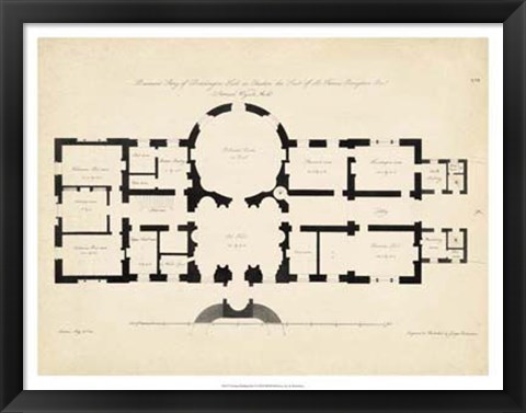 Framed Antique Building Plan I Print