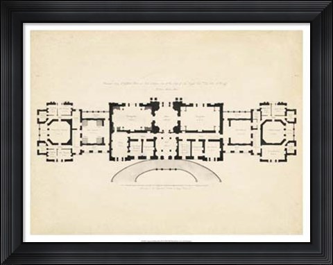 Framed Antique Building Plan III Print