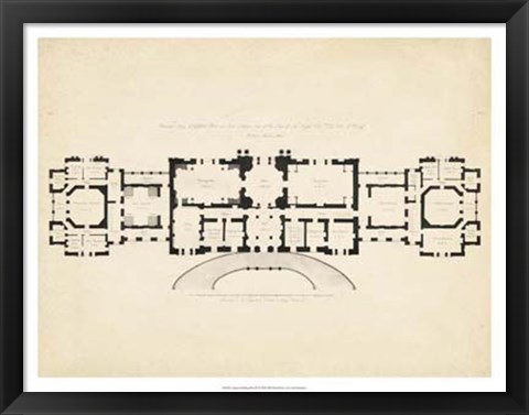 Framed Antique Building Plan III Print