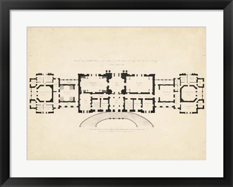 Framed Antique Building Plan III Print