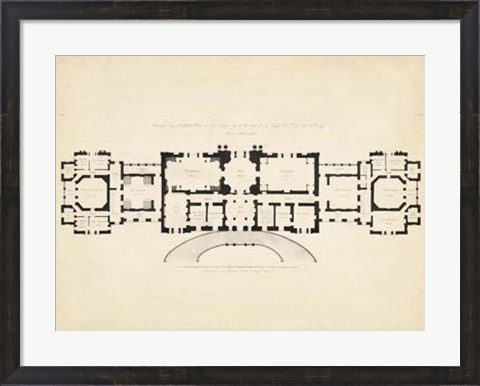 Framed Antique Building Plan III Print