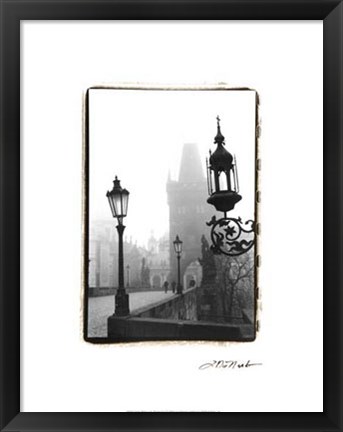 Framed Charles Bridge in Morning Fog I Print