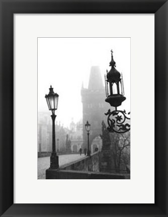 Framed Charles Bridge in Morning Fog I Print