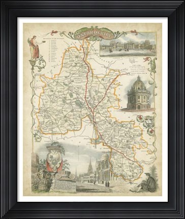 Framed Map of Oxfordshire Print