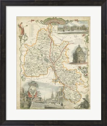 Framed Map of Oxfordshire Print