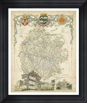 Framed Map of Herefordshire Print