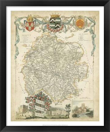 Framed Map of Herefordshire Print