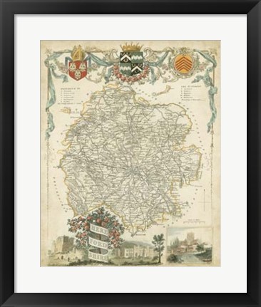 Framed Map of Herefordshire Print
