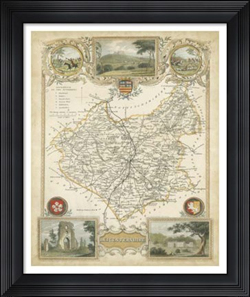 Framed Map of Leicestershire Print
