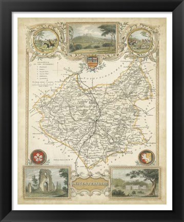 Framed Map of Leicestershire Print