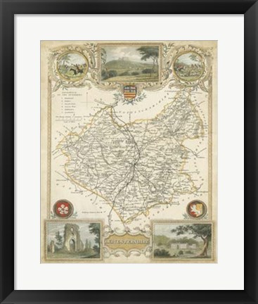 Framed Map of Leicestershire Print