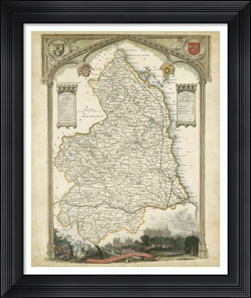 Framed Map of Northumberland Print