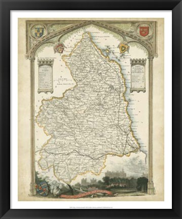 Framed Map of Northumberland Print